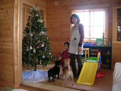 フリールームにツリーと犬と親子.JPGのサムネール画像